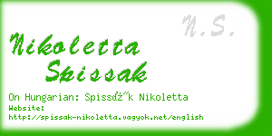 nikoletta spissak business card